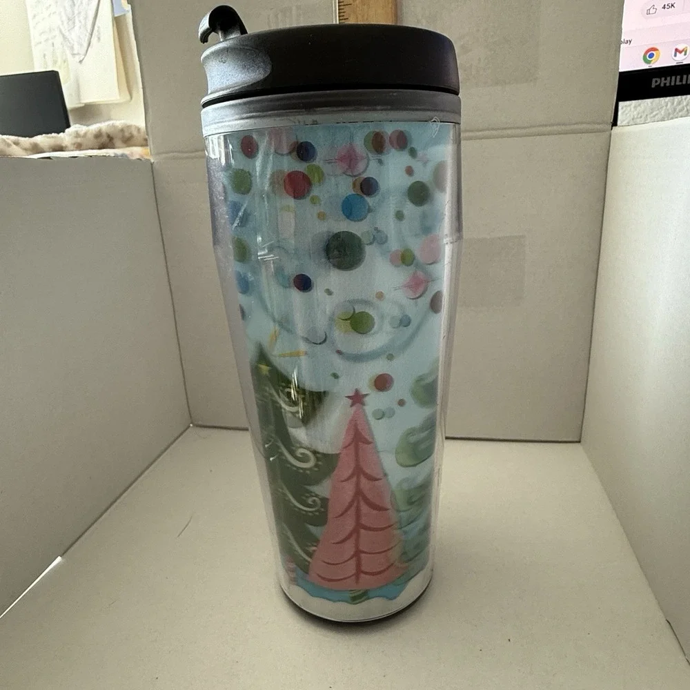 2004 Starbucks Barista Christmas Tree 3D Coffee Travel Mug Tumbler‎ Design 16 Oz